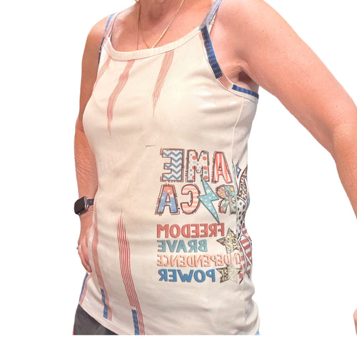 America Freedom Brave Wrap-Around Tank Top - Side View showing wrap-around design (XL)