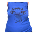 Happy Heifer Tank Top - Front, Royal Blue Ribbed (L)