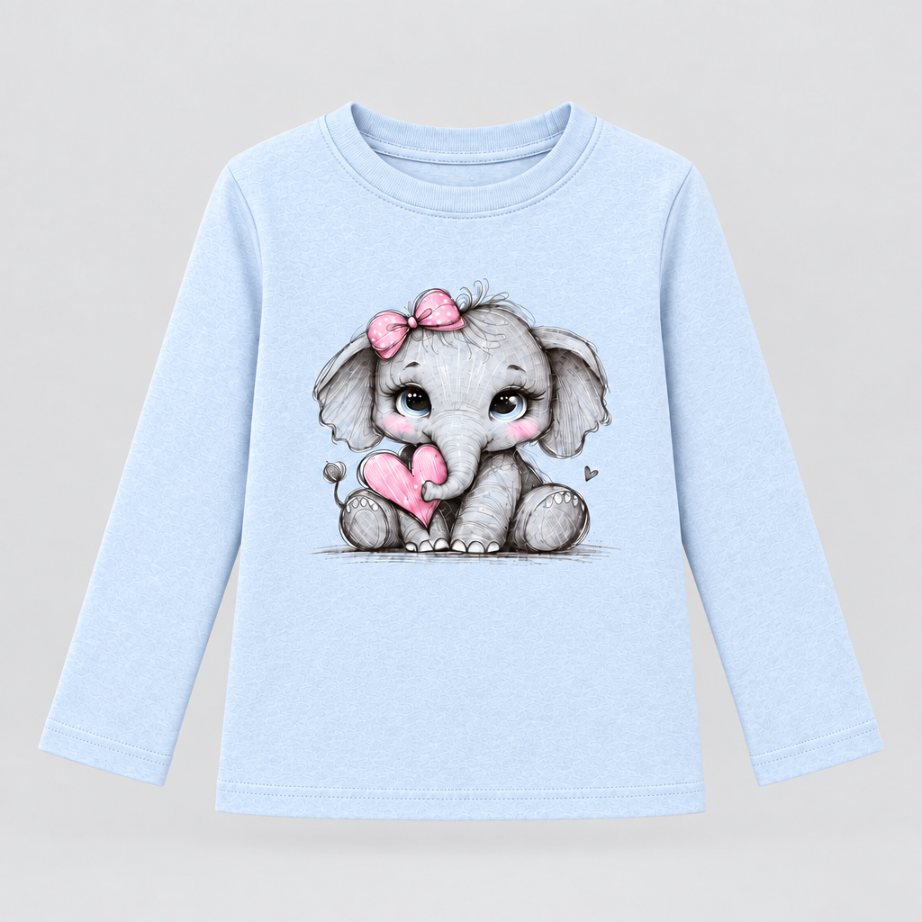 Adorable Nose Sweatshirt - Baby Elephant Front, Light Blue (M)