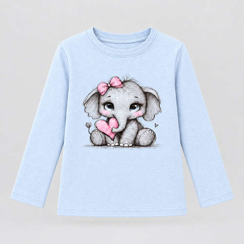 Adorable Nose Sweatshirt - Baby Elephant Front, Light Blue (M)