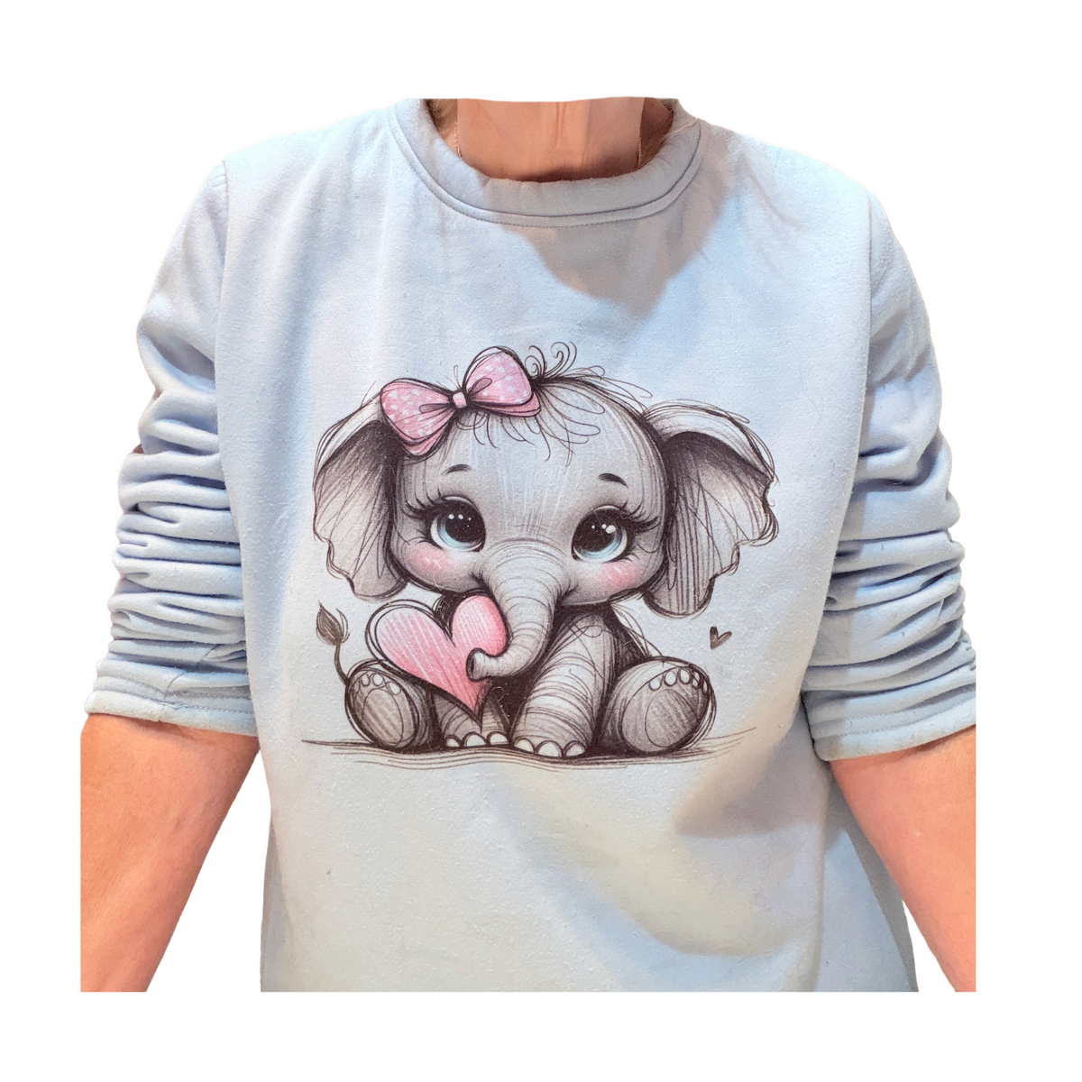 Adorable Nose Sweatshirt - Baby Elephant Close-Up Detail