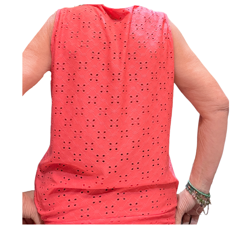 I'll Get My Tool Kit Tank Top - Back, Coral Eyelet (L)