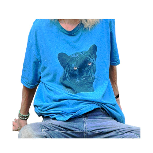 Beauty in Black T-Shirt - Black Panther Front, Heather Blue (XL)