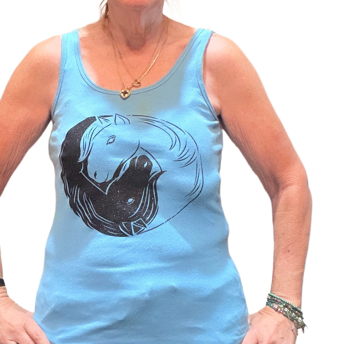 Find Both Horses Tank Top - Front, Light Blue (M)