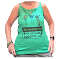 Warning The Girls Are Drinking Again Tank Top - Front, Green Ribbed (XL)