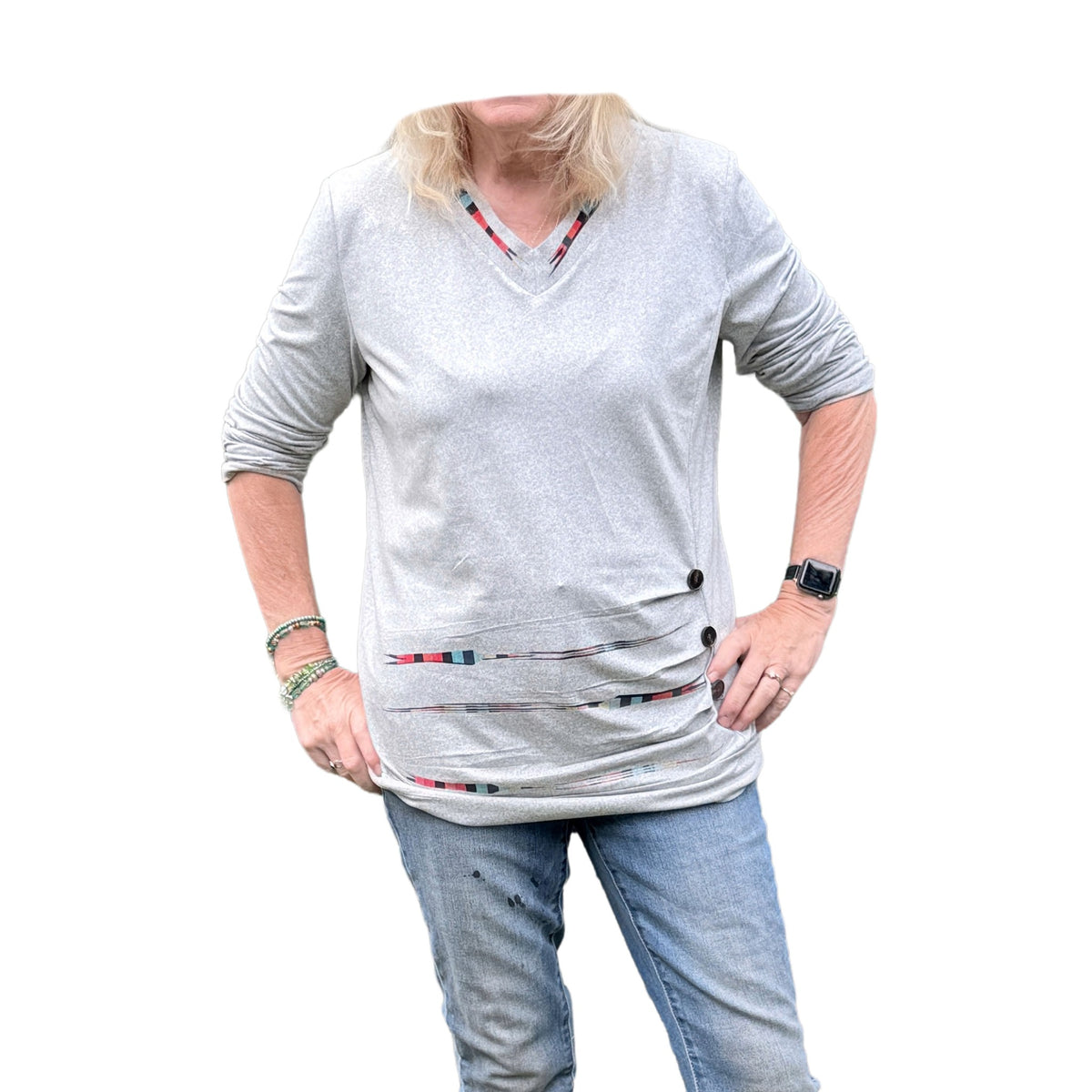 Highlighted in Color Top - Front, Heather Gray (L)