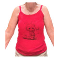 Cute Caterpillar Tank Top - Red Ribbed Spaghetti Strap (M)
