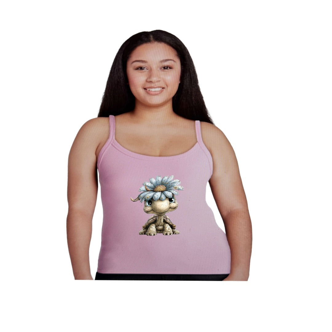 Flower Hat Turtle Tank Top