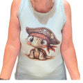 Pirate Turtle Tank Top - Light Blue Ribbed (L, runs large)