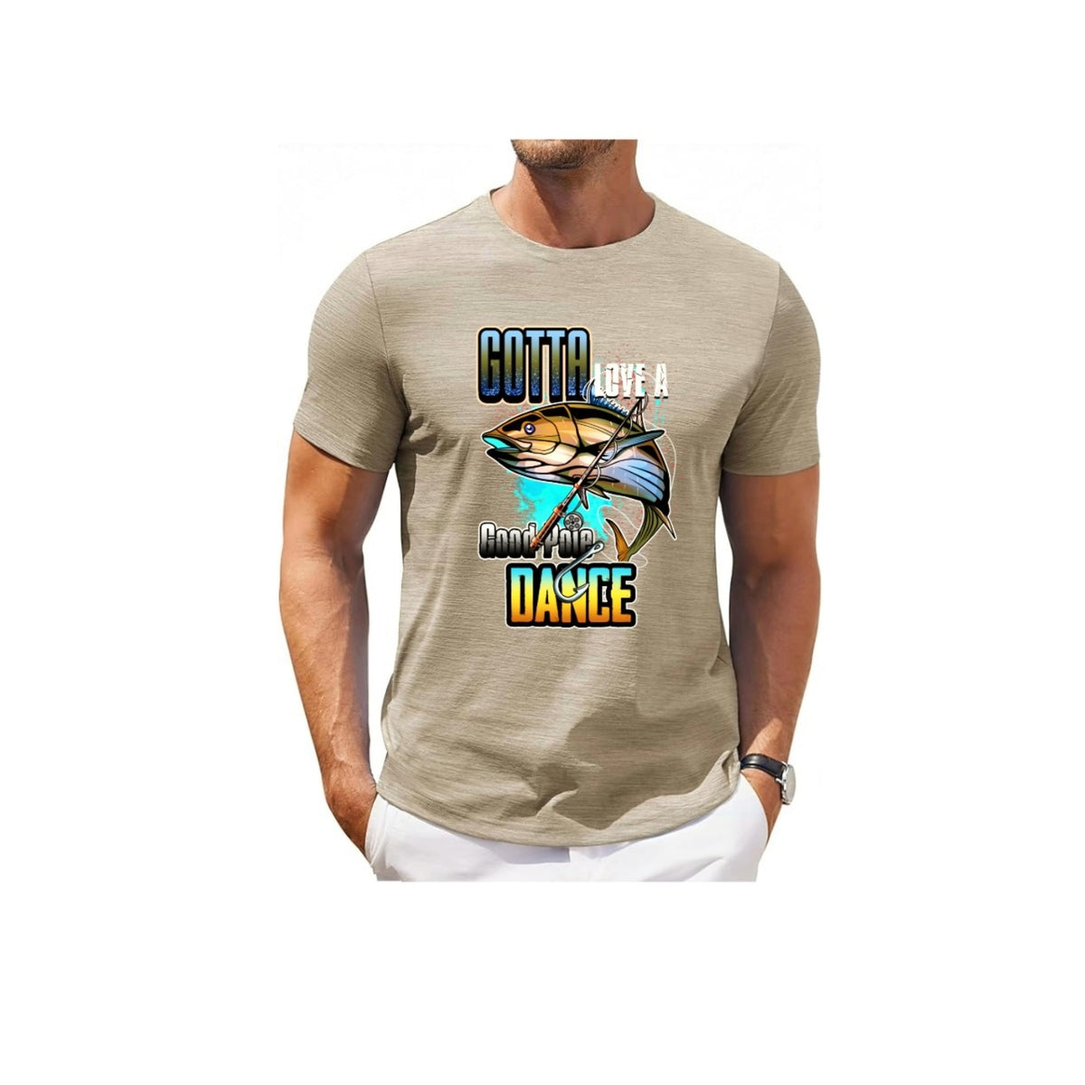 Gotta Love a Good Pole Dance T-Shirt - Front, Tan (L)